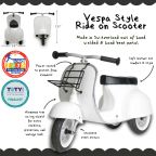Vespa-Style Ride-on Scooter - White